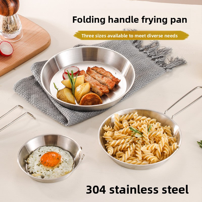 Load image into Gallery viewer, Portable Stainless Steel Folding Handle Frying Pan for Camping
