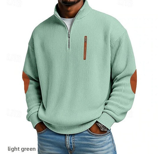 Load image into Gallery viewer, Men's Corduroy Half-Zip Stand Collar Long Sleeve Sweatshirt
