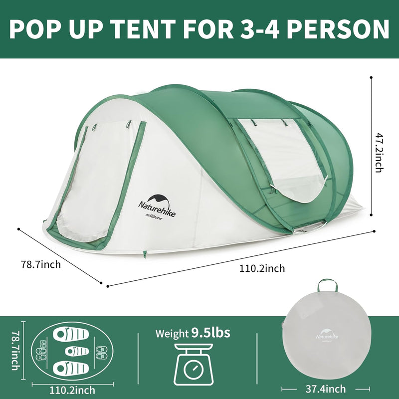 Load image into Gallery viewer, 3-4 Person Pop up Tent, Easy Setup Instant Tent
