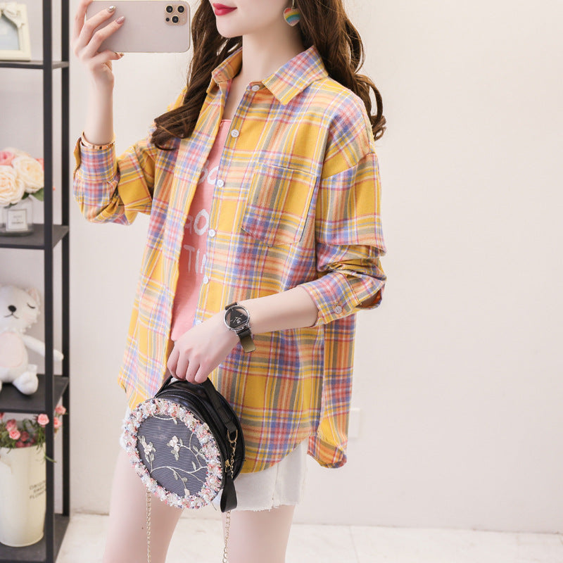 Load image into Gallery viewer, Womens Plaid Long Sleeve Loose Fit Shirt
