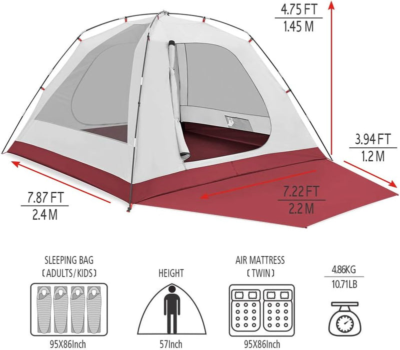 Load image into Gallery viewer, 2／4 Person Camping Tent Outdoor Waterproof Family Large Tents 2/4 People Easy Setup Tent with Porch Double Layer
