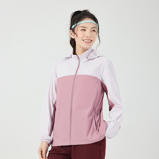 Women's UPF50+ outdoor jacket – hood on styling