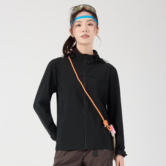 Men's ice silk sun protection jacket in male black – front view