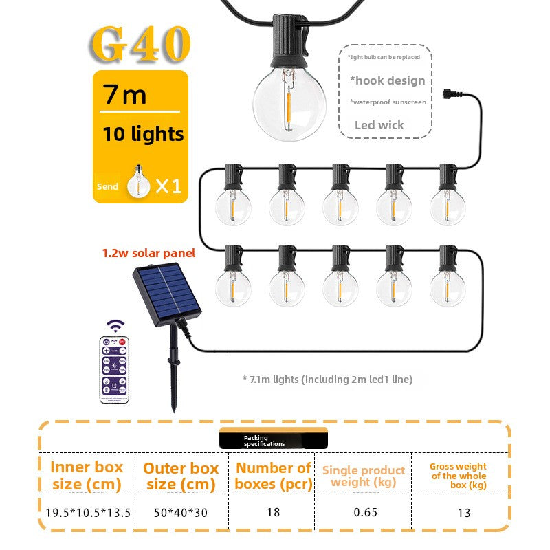 Load image into Gallery viewer, Solar Powered G40 Outdoor Decorative Light String
