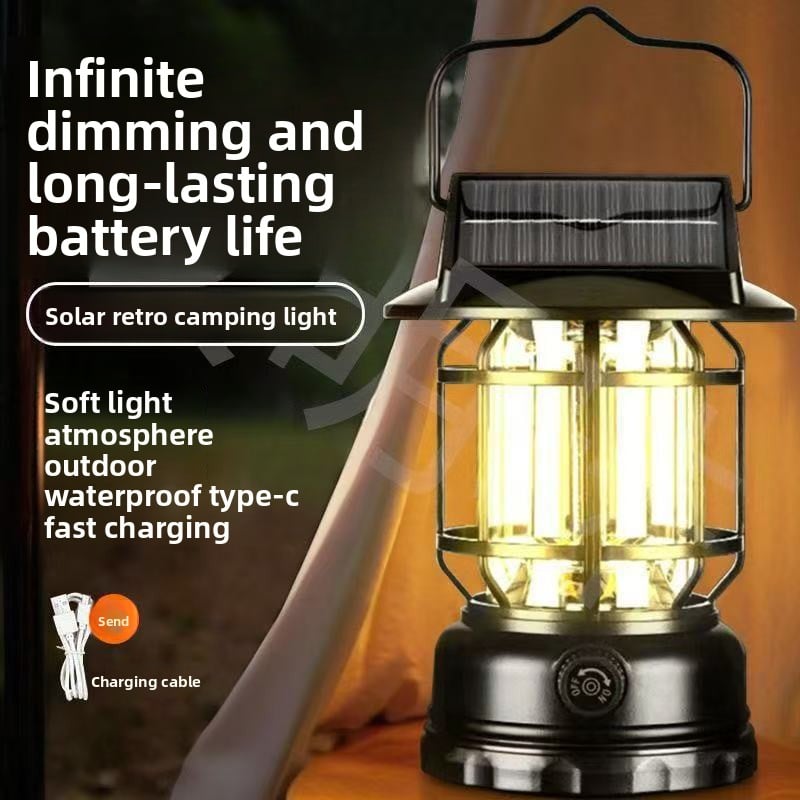 Load image into Gallery viewer, Solar Retro Camping Lamp Outdoor Lighting Horse Lamp Long Life Charging Tent Portable Lamp Warm Light Atmosphere Lamp
