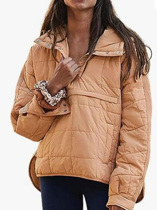 Women's zip jacket in dark brown – pocket and hem detail
