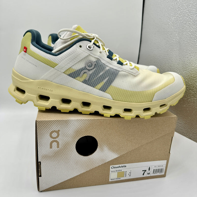 Load image into Gallery viewer, On Running Cloudvista Running Shoes Ivory Endive yellow green men’s trail

