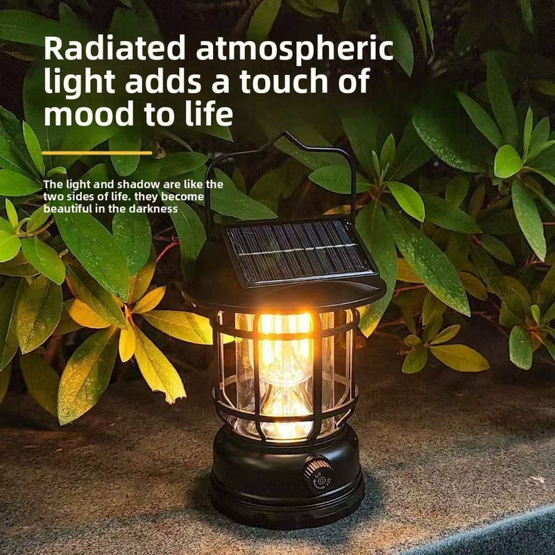 Load image into Gallery viewer, Solar Retro Camping Lamp Outdoor Lighting Horse Lamp Long Life Charging Tent Portable Lamp Warm Light Atmosphere Lamp
