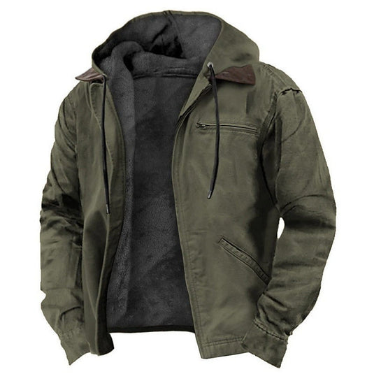 Mens Fleece Lined Hooded Jacket