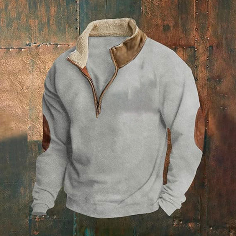 Load image into Gallery viewer, Men's Retro Patchwork Half Zip Sweatshirt
