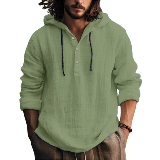 Men's Cotton Linen Hooded Sweatshirt