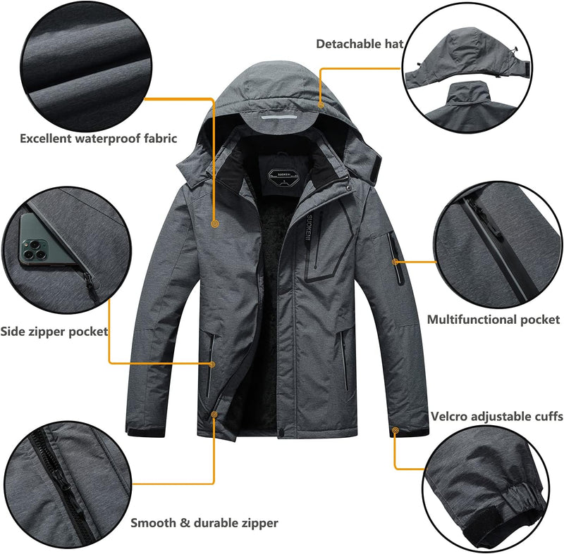 Load image into Gallery viewer, Men&#39;S Waterproof Ski Jacket Warm Winter Snow Coat Hooded Raincoat
