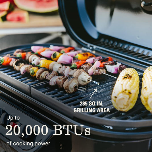 Roadtrip 285 Portable Stand-Up Propane Grill, Gas Grill with 3 Adjustable Burners & Instastart Push-Button Ignition