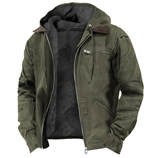 Mens Fleece Lined Hooded Jacket