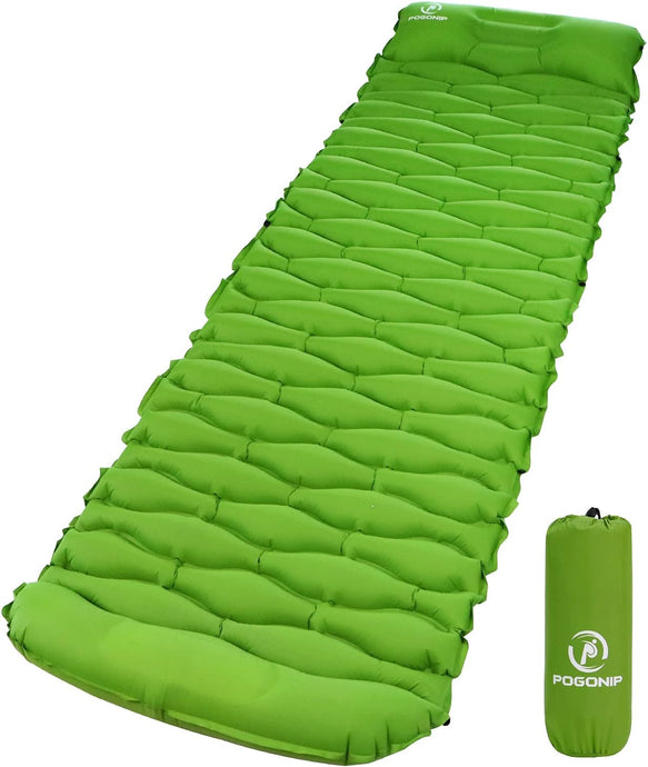 Inflatable Camping Sleeping Pad Ultralight for Backpacking with Air Pillow Foot Press Pump Waterproof Nylon 