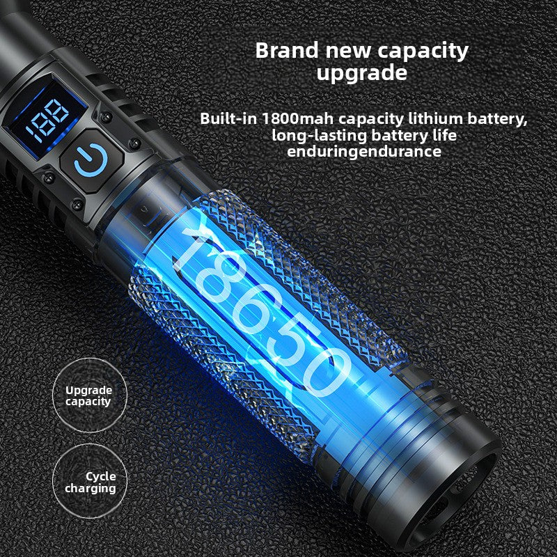 Load image into Gallery viewer, Rechargeable Zoom Flashlight with Digital Display
