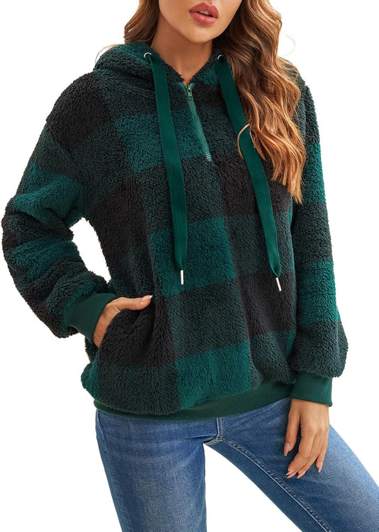 Women's Sherpa Pullover Oversized Fuzzy Hoodie Double Fleece Sweatshirt