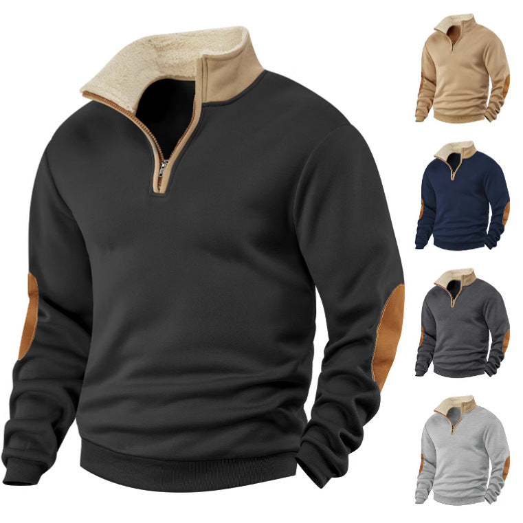 Load image into Gallery viewer, Men's Retro Patchwork Half Zip Sweatshirt

