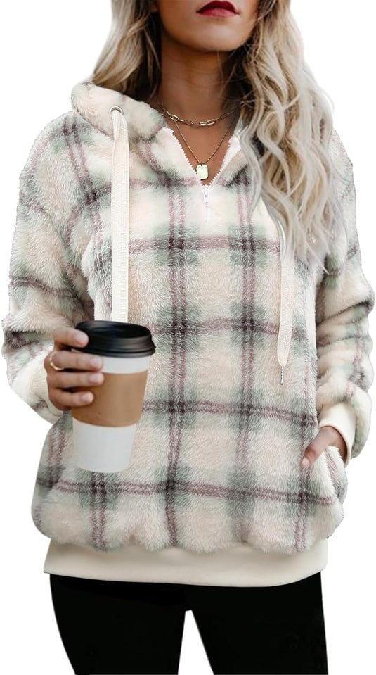 Women's Sherpa Pullover Oversized Fuzzy Hoodie Double Fleece Sweatshirt