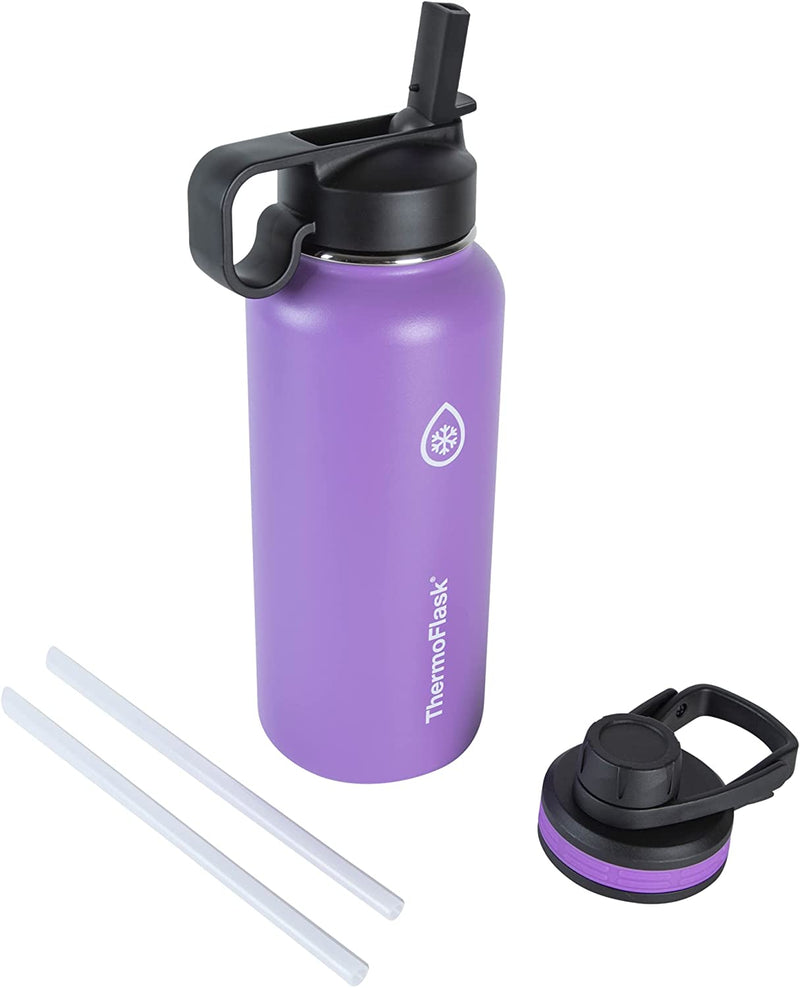 Load image into Gallery viewer, 40 Oz Double Wall Vacuum Insulated Stainless Steel Water Bottle with Spout and Straw Lids, Plum
