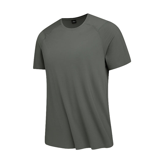 Summer T-Shirt Short-Sleeved Men's Seamless Ice Silk Breathable Quick-Drying Sun Protection Anti-Un Pure Color Youth Sports Round Neck T-Shirt for Men