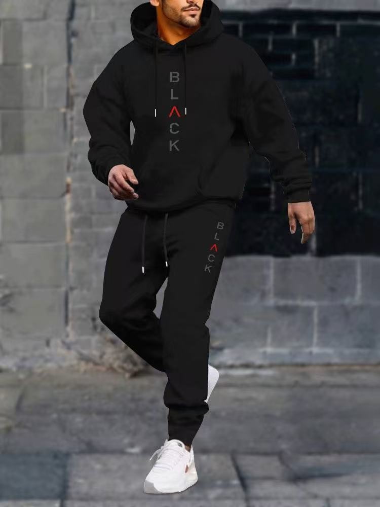 Load image into Gallery viewer, Men's casual fleece hoodie with letter print

