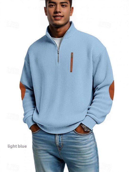 Load image into Gallery viewer, Men's Corduroy Half-Zip Stand Collar Long Sleeve Sweatshirt
