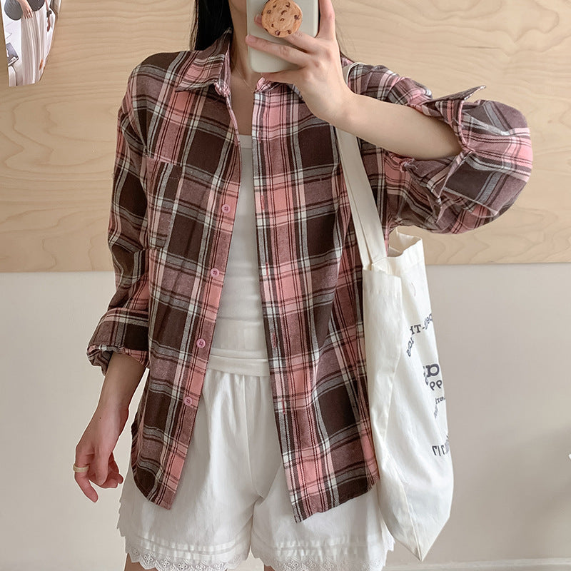 Load image into Gallery viewer, Vintage Plaid Loose Shirt
