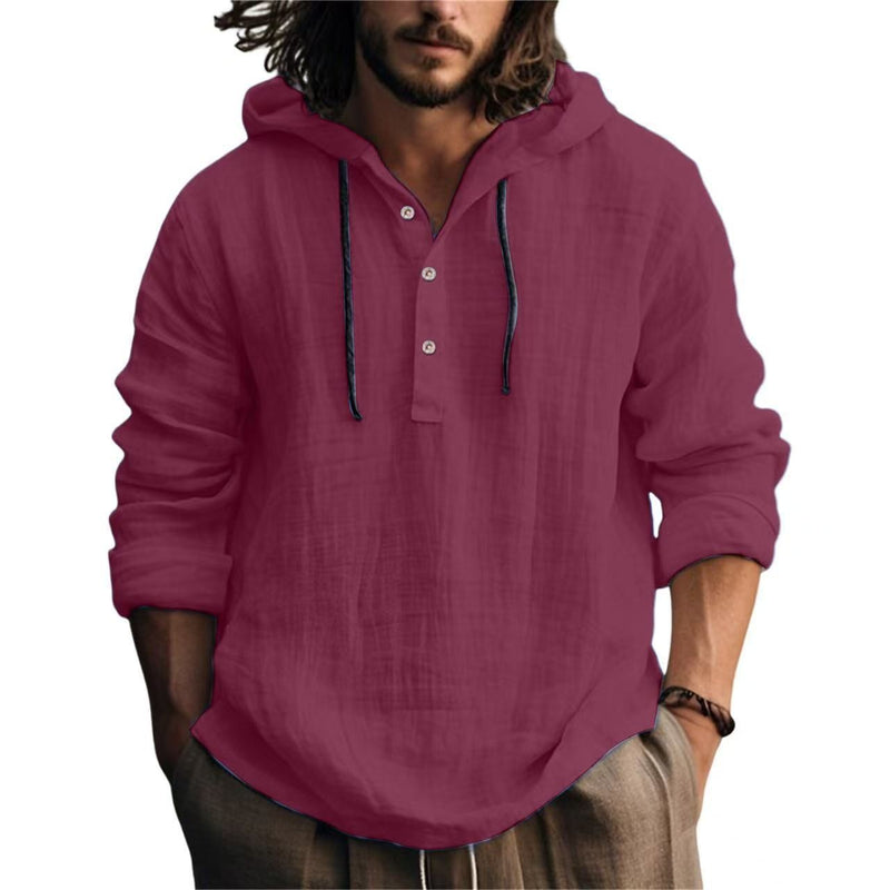 Load image into Gallery viewer, Men's Cotton Linen Hooded Sweatshirt
