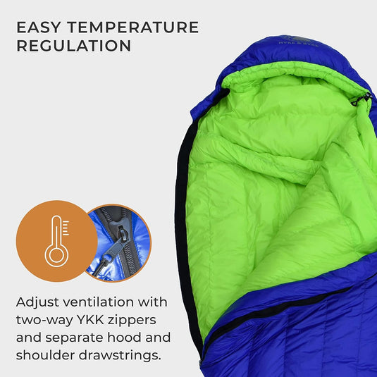 Eolus 15 F Hiking & Backpacking Sleeping Bag - 3 Season, 800FP Goose down Sleeping Bag - Ultralight - Black/Clementine - 78In - Regular