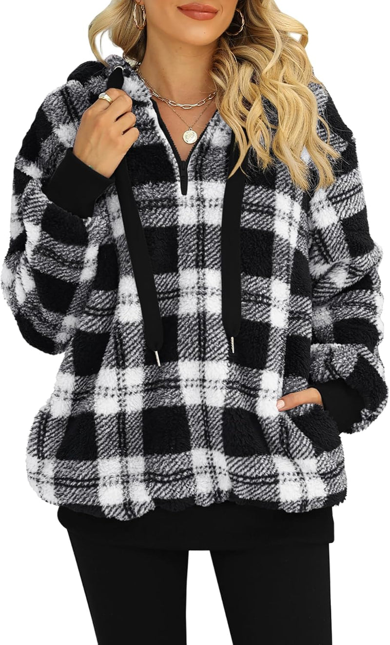 Load image into Gallery viewer, Women&#39;s Sherpa Pullover Oversized Fuzzy Hoodie Double Fleece Sweatshirt
