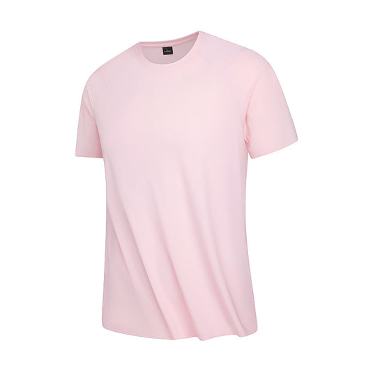 Summer T-Shirt Short-Sleeved Men's Seamless Ice Silk Breathable Quick-Drying Sun Protection Anti-Un Pure Color Youth Sports Round Neck T-Shirt for Men
