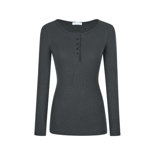 Button-fitted long-sleeved base layer