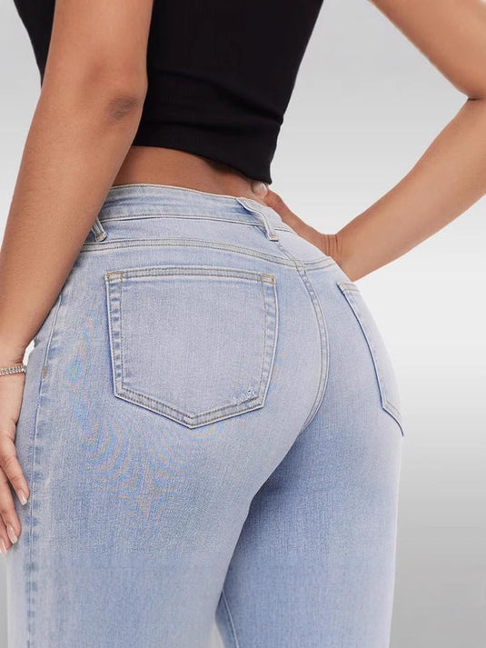 Women's High Waist Straight Leg Stretch Jeans