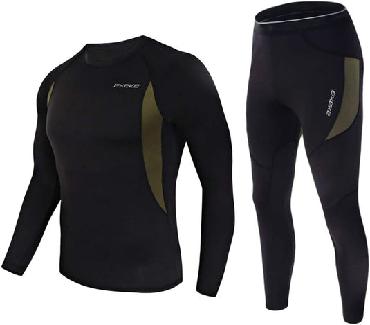 Men’S Thermal Underwear Set Fleece Lined Long Johns Warm Base Layers Top & Bottom