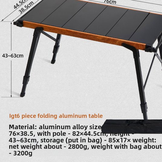 Portable Adjustable Height Camping Aluminum Table