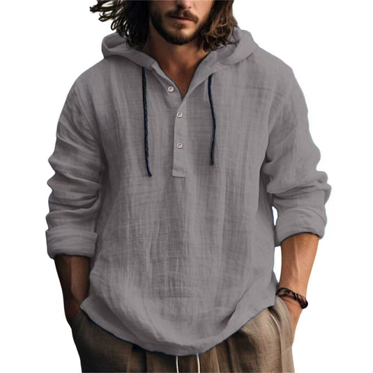 Men's Cotton Linen Hooded Sweatshirt