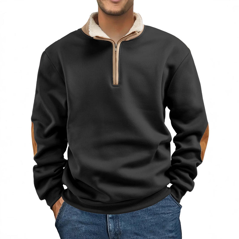 Load image into Gallery viewer, Men's Retro Patchwork Half Zip Sweatshirt
