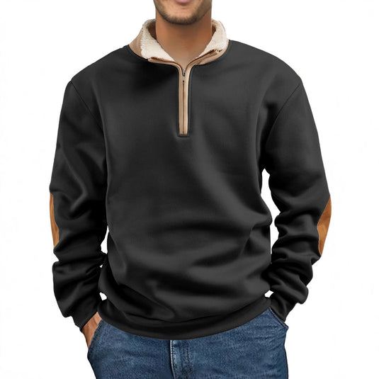 Men's Retro Patchwork Half Zip Sweatshirt
