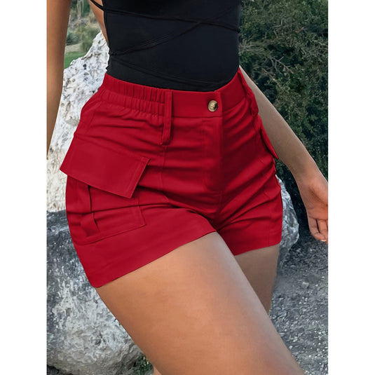 Women's High Waist Button Front Cargo Shorts