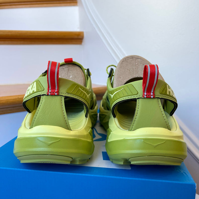 Load image into Gallery viewer, Hoka Hopara Hiking Sandal Wet / Dry shoe in Dark Citron Luminary Green
