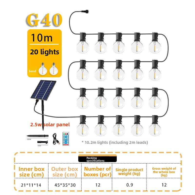Load image into Gallery viewer, Solar Powered G40 Outdoor Decorative Light String
