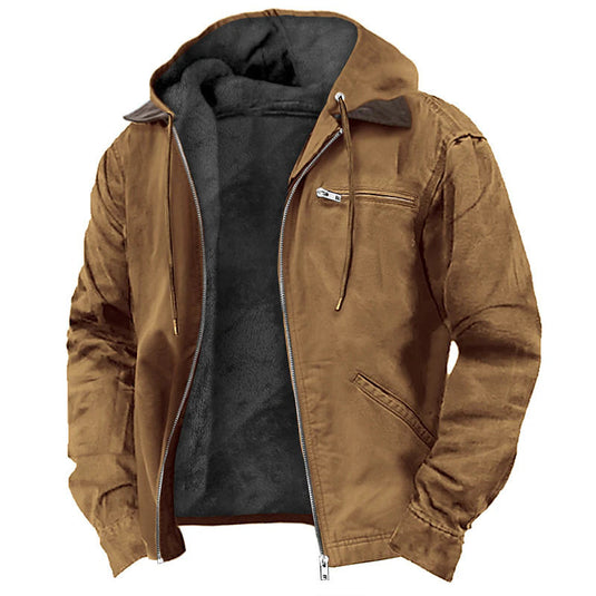 Mens Fleece Lined Hooded Jacket