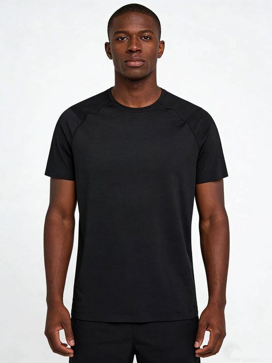 Summer T-Shirt Short-Sleeved Men's Seamless Ice Silk Breathable Quick-Drying Sun Protection Anti-Un Pure Color Youth Sports Round Neck T-Shirt for Men