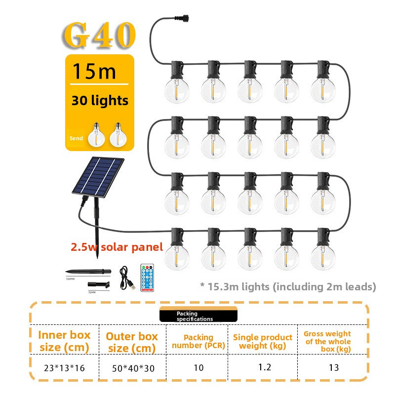 Load image into Gallery viewer, Solar Powered G40 Outdoor Decorative Light String
