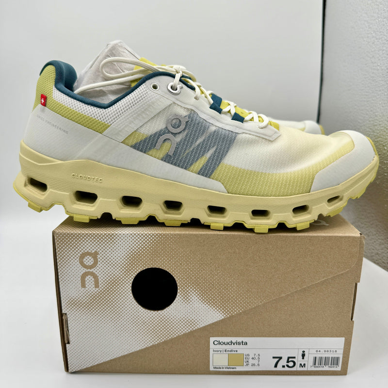 Load image into Gallery viewer, On Running Cloudvista Running Shoes Ivory Endive yellow green men’s trail
