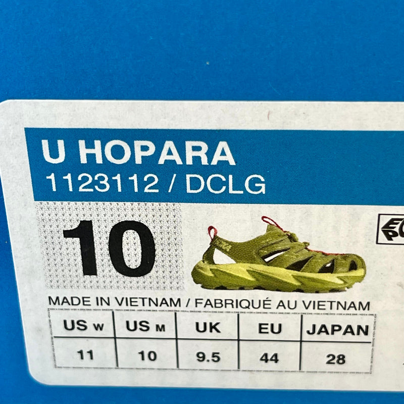 Load image into Gallery viewer, Hoka Hopara Hiking Sandal Wet / Dry shoe in Dark Citron Luminary Green
