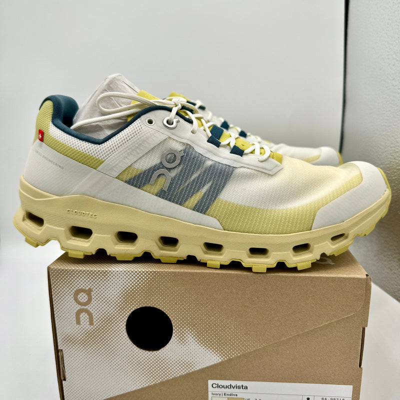 Load image into Gallery viewer, On Running Cloudvista Running Shoes Ivory Endive yellow green men’s trail
