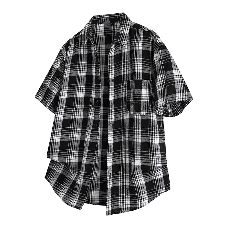 Load image into Gallery viewer, Short Sleeve Plaid Lapel Shirt
