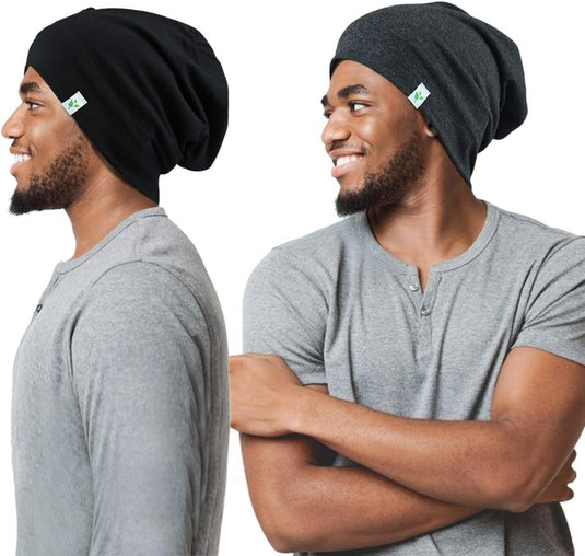 Sleep Cap-2Pcs Designed for Men with Natural Curly Wave Hair Satin Lined for Boyfriend,Husband & Dad,